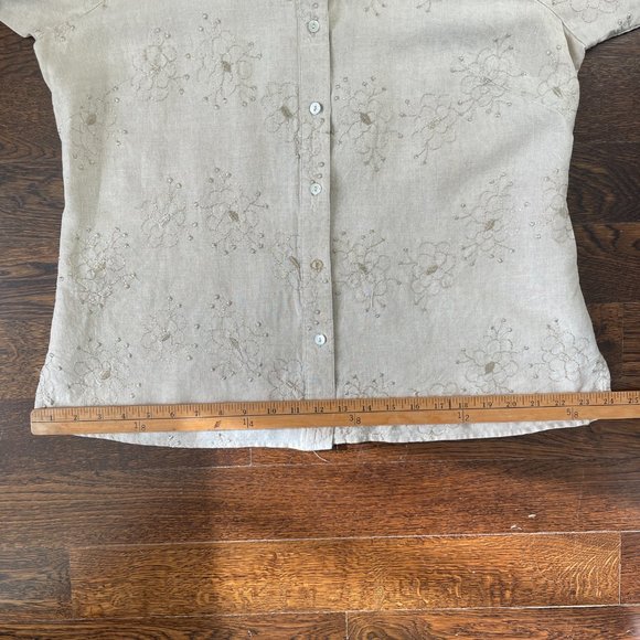 Ecologie Beige Irish Linen Womans Shirt with Embroidered Detail- Large - Picture 6 of 10